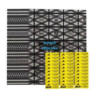 하드 드라이브 SSD HDD 마더보드 비디오 카드 RAM 전자 기기용 정전기 방지 라벨이 부착된 가방 30개 X 24인치 ESD 차폐