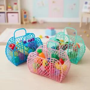 대형 마름모 단추바구니 시장바구니 손잡이 바스켓 쇼핑백 목욕가방 젤리백 어린이 (3개)