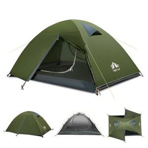 나이트 캣 2인용 배낭여행 텐트: 알루미늄 폴과 레인플라이 그린으로 야외 산을 하이킹하는 방수 경량 캠핑 텐트