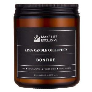 남성용 향초 | 모닥불, 마호가니 & 티크우드 향 나무 심지, 오래 지속되는 가정용 천연 소이 병 캔들, 학사 패드 장식 완벽한 선물.