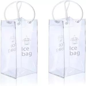 스 와인 백 휴대용 접이식 투명 파우치 쿨러 파티용 손잡이 포함 야외 샴페인 차가운 맥주 화이트 음료 3팩