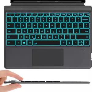 Microsoft Surface Pro 7 Plus 7/6/5/4/3 12.3인치용 키보드 7색 백라이트가 있는 무선형 커버 트랙패드가