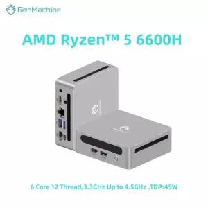 AMD 라이젠 5 6600H, 6코어 12스레드, 3.3GHz 최대 4.5GHz, TDP:45W DDR5 16G 6400Mhz WIFI6 미니 PC 게이
