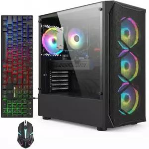 STGAubron 게이밍 PC 데스크탑 인텔 코어 i7 최대 3.9G 라데온 RX 580 8G 16GB RAM 512GB SSD WiFi 6 BT