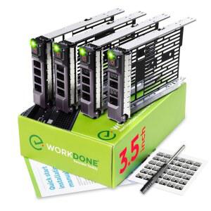 워크다운 4팩 - 3.5인치 하드 드라이브 캐디 Dell PowerEdge 일부 11~13세대 서버와 호환 상세 설치 매뉴얼 포함 썰매 전면 스티커 라벨 드라이버
