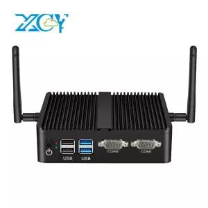 XCY 팬리스 미니 PC 인텔 코어 i5-5200U i3-5005U 듀얼 GbE LAN 2x RS-232 직렬 포트 4x USB 임베디드 IPC