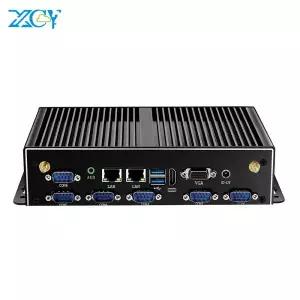 XCY-팬리스 산업용 미니 PC, 인텔 코어 i7 5500U 2x GbE LAN 6x COM RS232 HDMI VGA USB 지원 WiFi 4G LTE