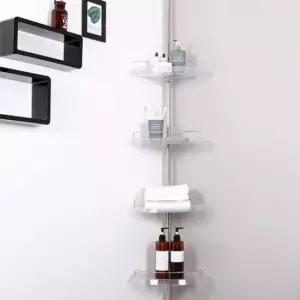 화장실수납 투명 가이드 코너 선반 4단 욕실 화장실 수납 다용도