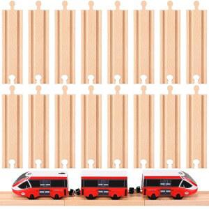 LILIFUL 16개 기차 대부분의 트랙 호환 나무 남성 트랙과 스트레이트