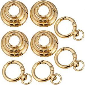 HOLAILES 16PCS 메탈 스프링 O 링 세트, 혼합 사이즈 원형 카라비너 열쇠고리 열쇠고리, 가방, 도그 태그, 버클, 패러코드, 랜야드, DIY 수리 공예품 (골드)