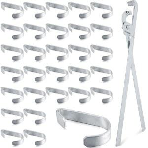 Pelopy 30개 1-3/8인치 체인 링크 펜스 게이트 클립 및 플라이어 아연 도금 강철 케넬 패널 클램프 헤비 듀티 밴드 크림핑 도구 포함