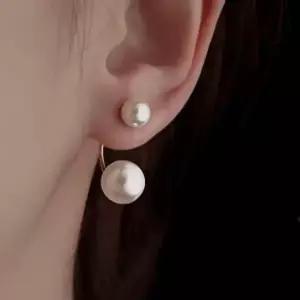 더블 진주 귀걸이 드롭 라인 이어링 투웨이 연출 더블 진주 링