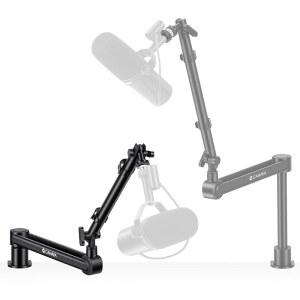 CAHAYA 마이크 붐 암 스탠드 - Shure SM7B, BlueYeti, FIFINE, HyperX QuadCast와 호환되는 3.5인치 연장 폴이 있는 로우 프로파일 조절식