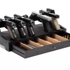 권총거치대 4구 진열대 보관함 탁상형 서바이벌 서랍 홀스터
