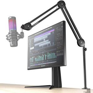 오버헤드 마이크 붐 암 CACENCAN 책상 스탠드, 마운트 앤 3/8인치에서 5/8인치 스레드 360 회전식 적재 용량: 5.5파운드(2.5kg) 어댑터 - 블루 예티 스노우볼