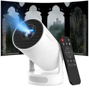 내장 앱 미니 프로젝터, 와이파이 및 블루투스 지원, 4K, 휴대용 5W 사운드 베이스 스피커, 170 ANSI, 안드로이드, 자동 세로 키스톤 210 회전식 프로젝터