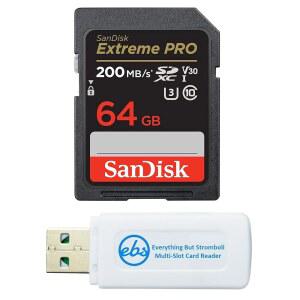 [미국배송] SANDISK 64GB SDXC 익스트림 프로 메모리 카드는 소니 알파 A7 III II A7 A7S A7S II 미러리스 카메라 4K V30 UHS-I (SDDXY-064G-GN4IN) 플러스 (1) 스트롬볼리(TM) 콤보 리더를 제외한 모든 기능을 지원
