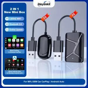 호환 iHeylinkit 신형 2in1 무선 카플레이 어댑터무선 안드로이드 오토 어댑터 자동 연결 플앤플레이 타입-