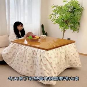 난방테이블 입식 코타츠 플란넬 책상 난로 80cm 테이블 담요 일본식 담요 온열