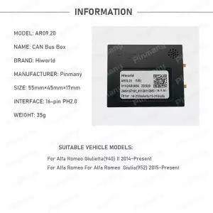 호환 알파 로메오 줄리에타 줄리아 940용 차량용 라디오 CANBus 디코더 AR09 안드로이드 헤드 유닛 CAN 버