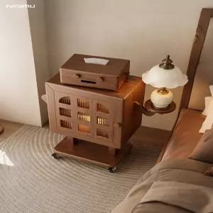 협탁 미드센츄리 키티 공간 배드 인조대리석 충전 마이멜로디 좁은공간 오렌지 골드사이드테이블선반 2층