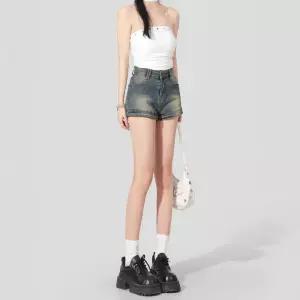 데님 여자 A라인 하이웨스트 슬림핏 배핏 반바지 핫팬츠 빅사이즈 청반바지 원픽1