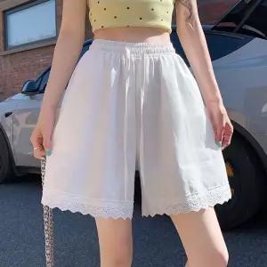 팬츠 여성 캐주얼 레이스 붐 와이드 하이웨스트 청반바지 반바지 일자 청바지 5부 원픽1