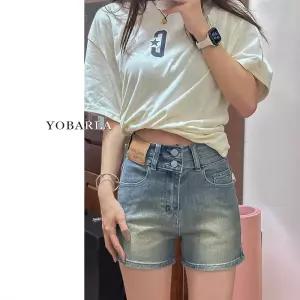 가을 빈티지 여자 데님 핫팬츠 몸매 빅사이즈 청반바지 배 스판 A라인 반바지 하이웨스트 슬림핏 원픽3