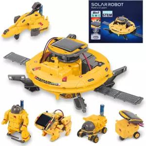 8-10세 소년을 위한 장난감 STEM 키트 봇 태양 전지판 및 배터리 전원으로 나만의 과학 기어 로봇 제작 9