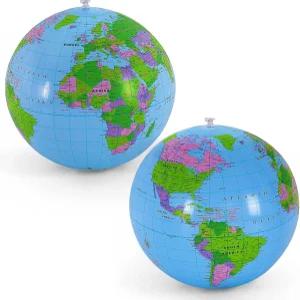 요혼 16인치 풍선 글로브 월드 비치볼 블로우업 해변 놀이 또는 교육용 어스 파티 가방 여름 수영장 PVC