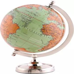책상 및 사무실 장식용 6인치 연두색 지구본 실버 스탠드(플라스틱 아님!) 책장과 테이블에 완벽한 -