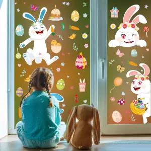 니비 부활절 토끼 알 창문 클리닝 유리 창문용 장식 100개 홈 파티 스토어용 2026년 봄 스티커 데칼