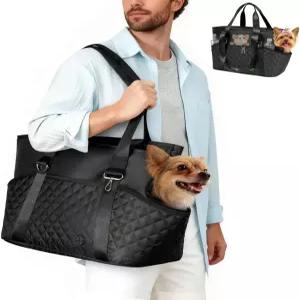 YUDODO 4-12파운드 반려견 지갑 캐리어 큰 포켓 및 안전 클립이 있는 경량 소형 접이식 반려동물 여행