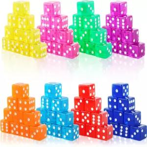 코티니 80개 19mm 아크릴 주사위 반투명 D6 카지노 컬러 게임 보드 라스베이거스 생일 테마 파티 용품