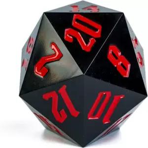 폴루디 D20 싱글 주사위 55mm 20면 DND 거대 D 다면체 대형 던전 앤 드래곤 RPG MTG 테이블 게임 (블랙)...