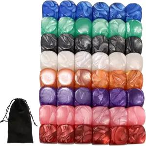 48개 16mm 빈 주사위 무지개 아크릴 큐브 모듬 색상 DIY 파티용 보관 가방 포함