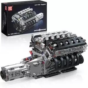 몰드 킹 LR V10 엔진 모델 키트 작동하는 1834개 DIY 기계식 건물 세트 14개 이상 10250 STEM 교육용