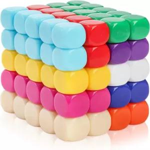 Noamus 100개 빈 주사위 16MM 아크릴 컬러 큐브 다양한 색상의 DIY 스티커용 육면 벌크 파티 취향(10가지