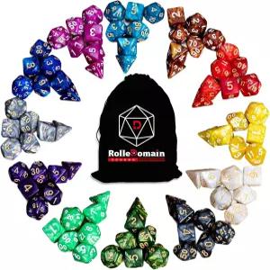 롤도메인 DND 주사위 세트 84피스 벌크 12컬러 아크릴 다면체 던전 앤 드래곤용 풀 D4 D6 D8 D10 D12 D20