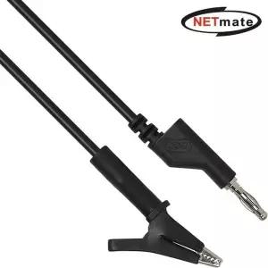 NETmate 466LGG07 악어클립 바나나 케이블(블랙) 1M