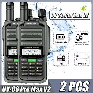 호환 BAOFENG cb무전기 장거리 햄 라디오 워키토키 UV68 프로 맥스 V2 10W UHF VHF 듀얼 밴드 C타입 충전기