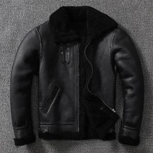 B3 항공점퍼 천연 블랙 레더 항공 양가죽 자켓 탕 S