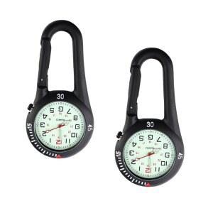 zovedaiug 클립 온 쿼츠 카라비너 시계 야외 스포츠용 백팩 포브 벨트 방지 디지털, 및 2개, 클립온 충격 방수 포켓