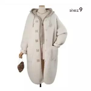 [쉬즈나인]할로 뽀글 롱 노카라 코트 1131417