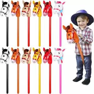 오방공 12개 풍선 대형 말 머리 막대 생일 카우보이 파티 용품으로 포니 장난감 컬러풀 승마 폭발 (블랙