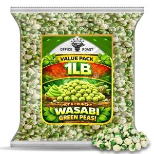 그린 와사비 완두콩 봉지 - 1파운드 가치 엑스트라 크런치 매콤한 구운 스낵 일본 맛 고단백 비건 글루텐