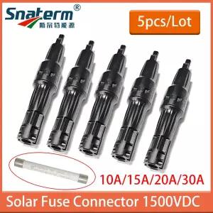 호환 5 개몫 솔라 퓨즈 10A 15A 20A 30A 1500V 솔라 PV 호환 DC 퓨즈 내부 방수 홀더 보호