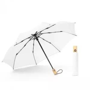 3단 접이식 자동우산 고급 우드 손잡이 화이트 경량 양산 튼튼한