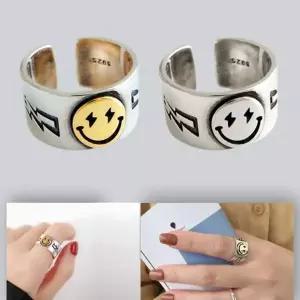 [골드스마일]2종 빈티지 스마일 실버 반지 1p 패션 우정 친목 반지 번지 커플