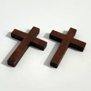 DIY 나무 십자가 팬던트 만들기 부자재 공예 짙은 갈색 목걸이 장식 꾸미기 재료